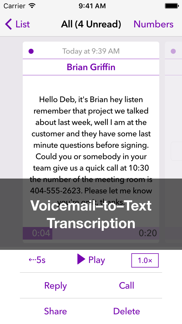 Voicemail Screenshot